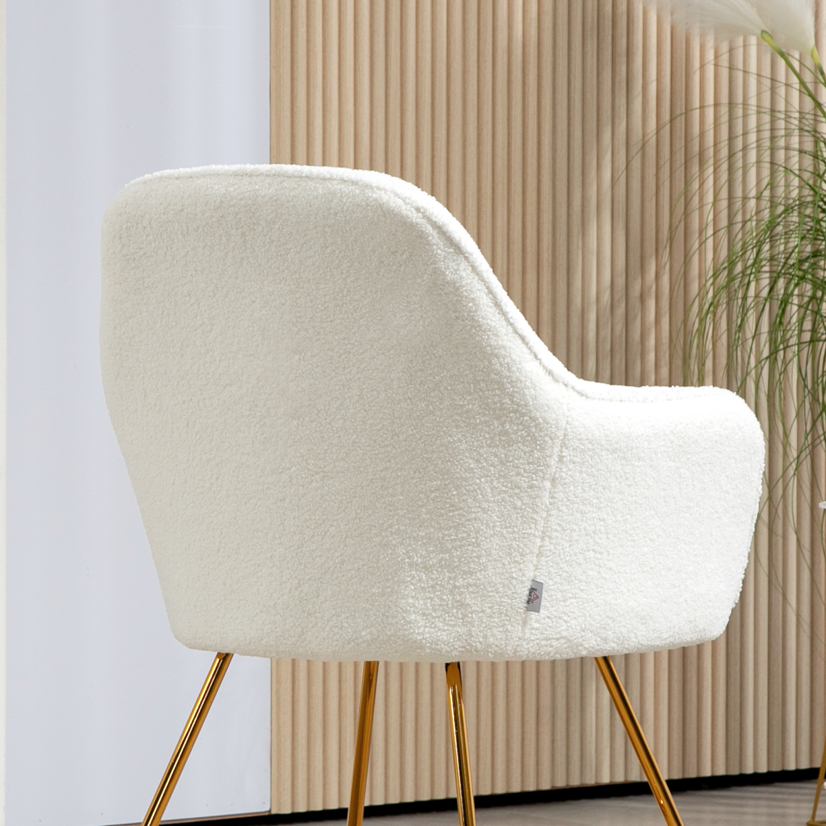 HOMCOM Cashmere-Feel Accent Armchairs with Steel Legs – Set of 2 Living Room Chairs, Cream White