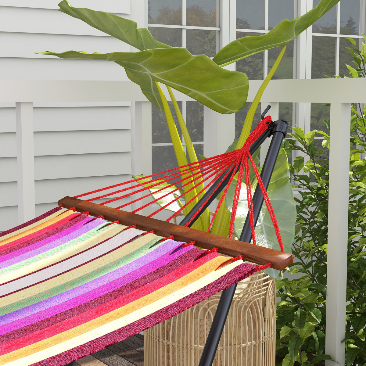 Outsunny Foldable 2-in-1 Hammock Stand for Hammock Nets and Chairs – Steel Frame with Carry Bag, Black