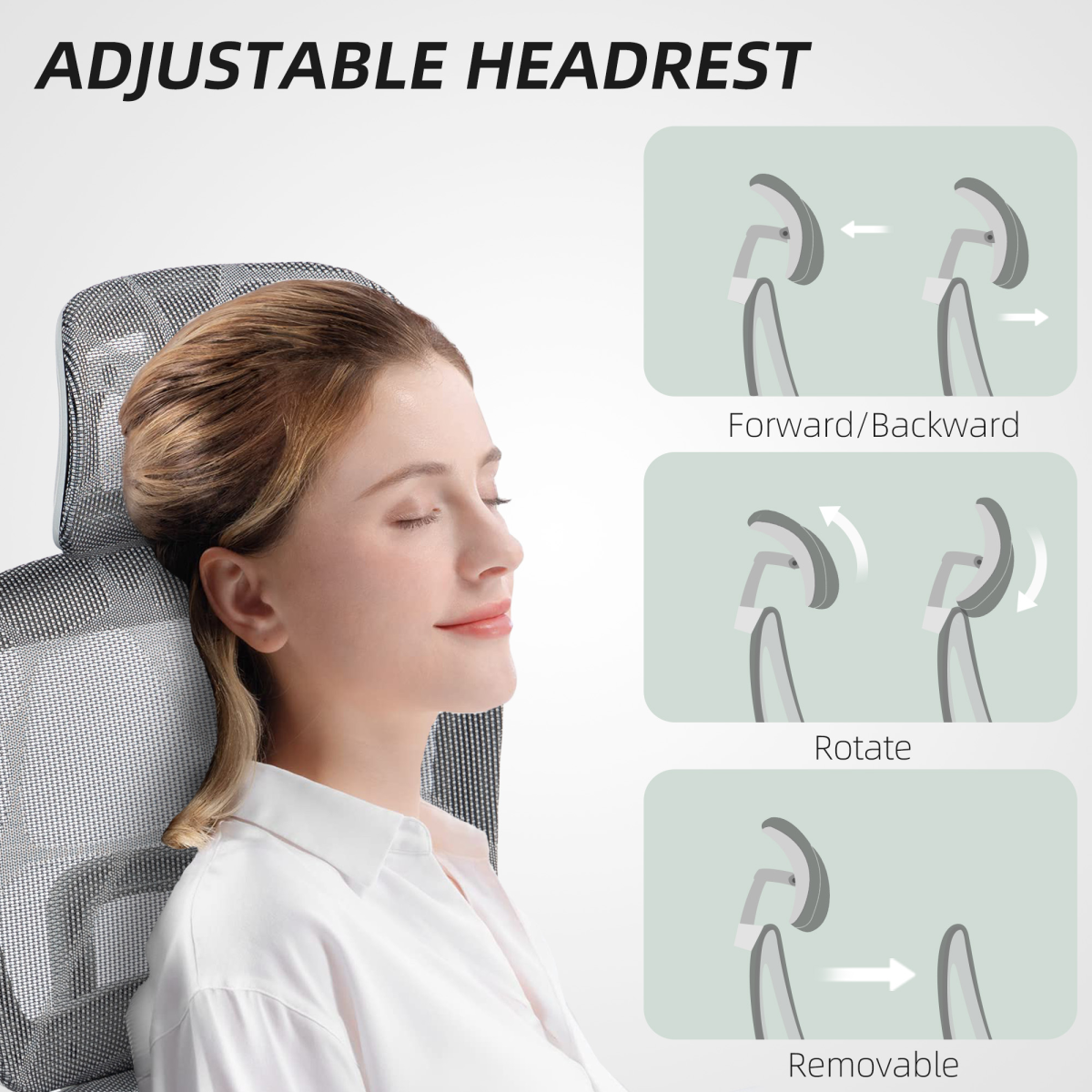 HOMCOM Ergonomic Mesh Office Chair with 3D Armrests, Adjustable Headrest & Footrest – Grey