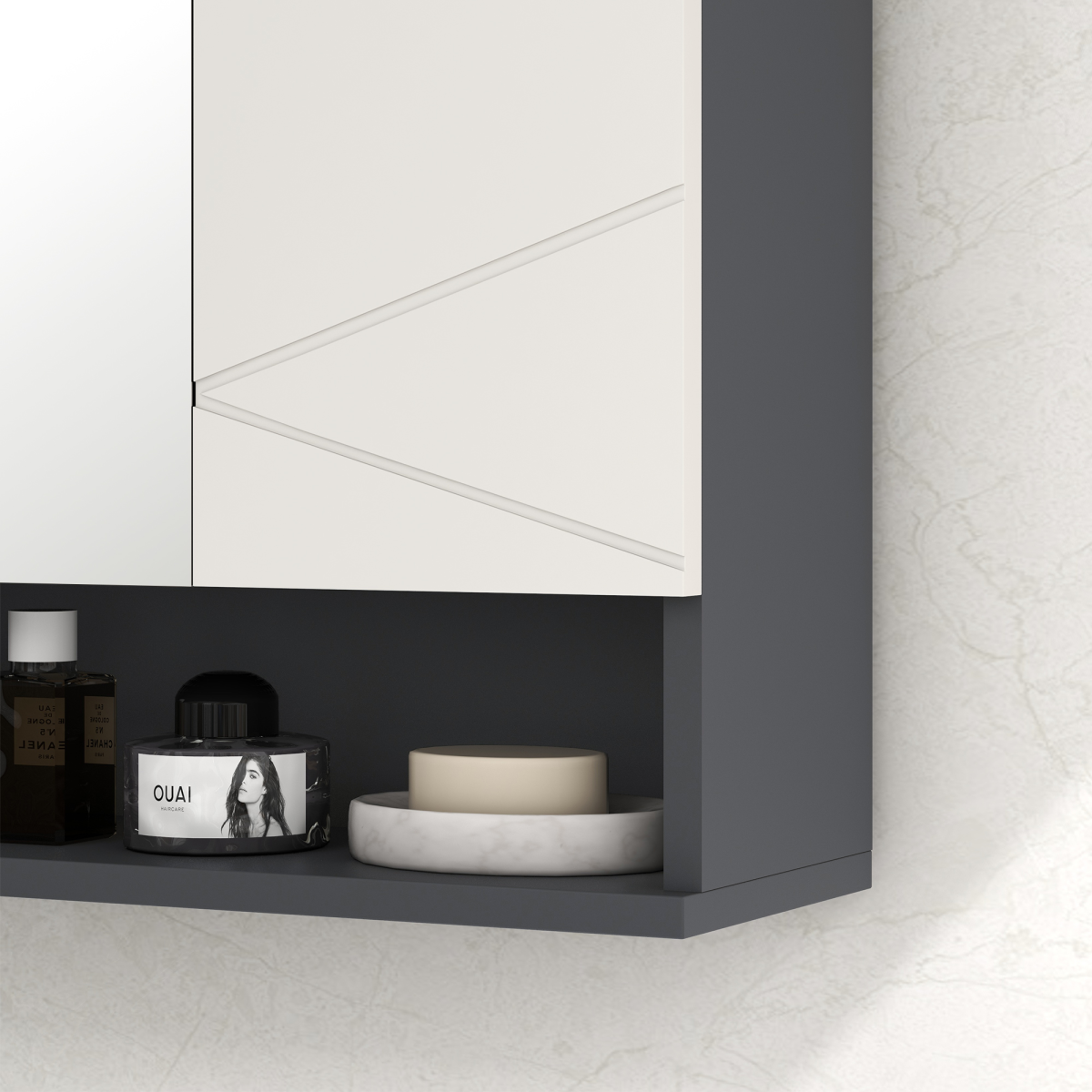 kleankin Wall Mounted Bathroom Storage Cupboard with Mirror and Shelf, Light Grey