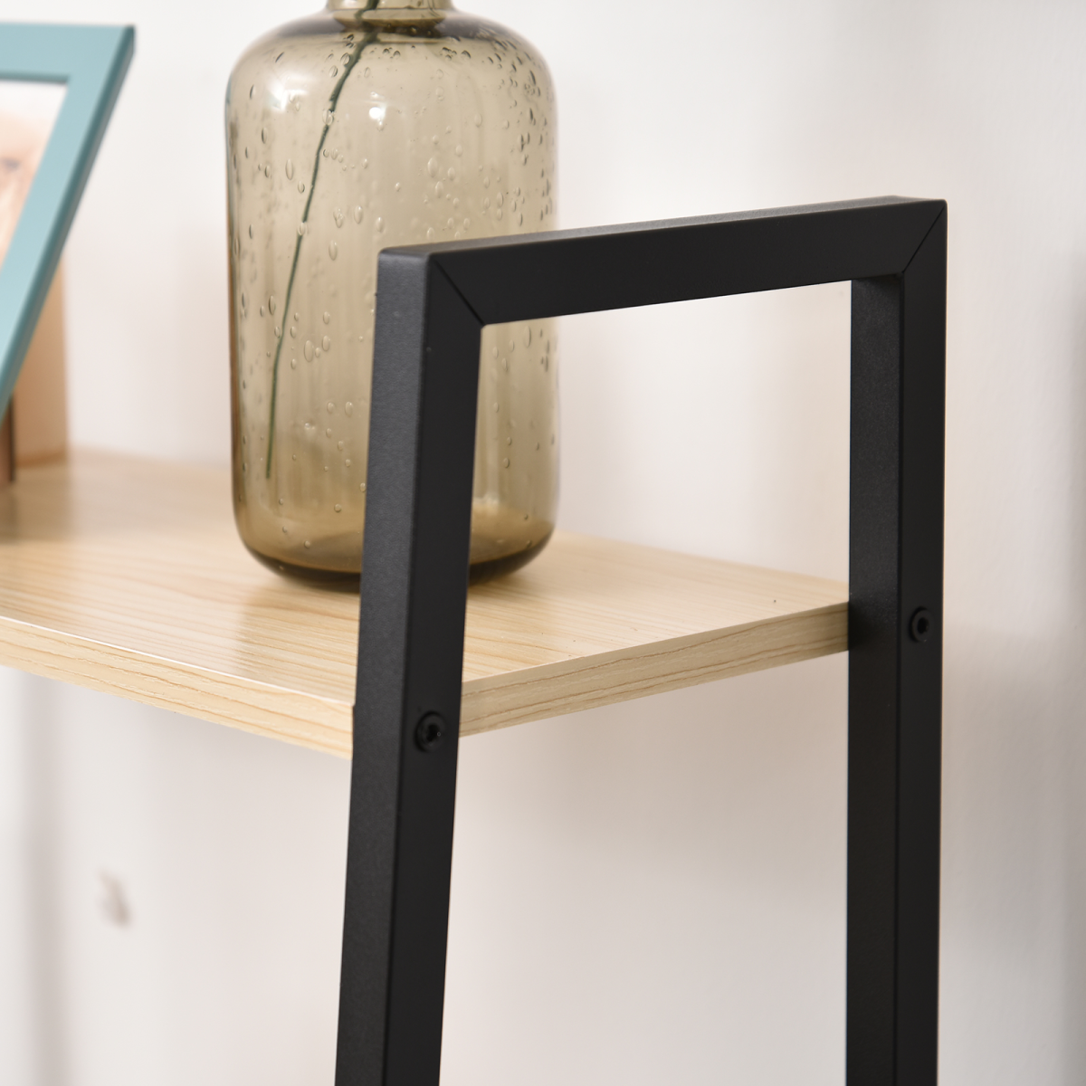 4-Tier Minimalist Ladder Shelf Unit with Steel Frame & MDF Shelves – Home Display Storage Bookcase