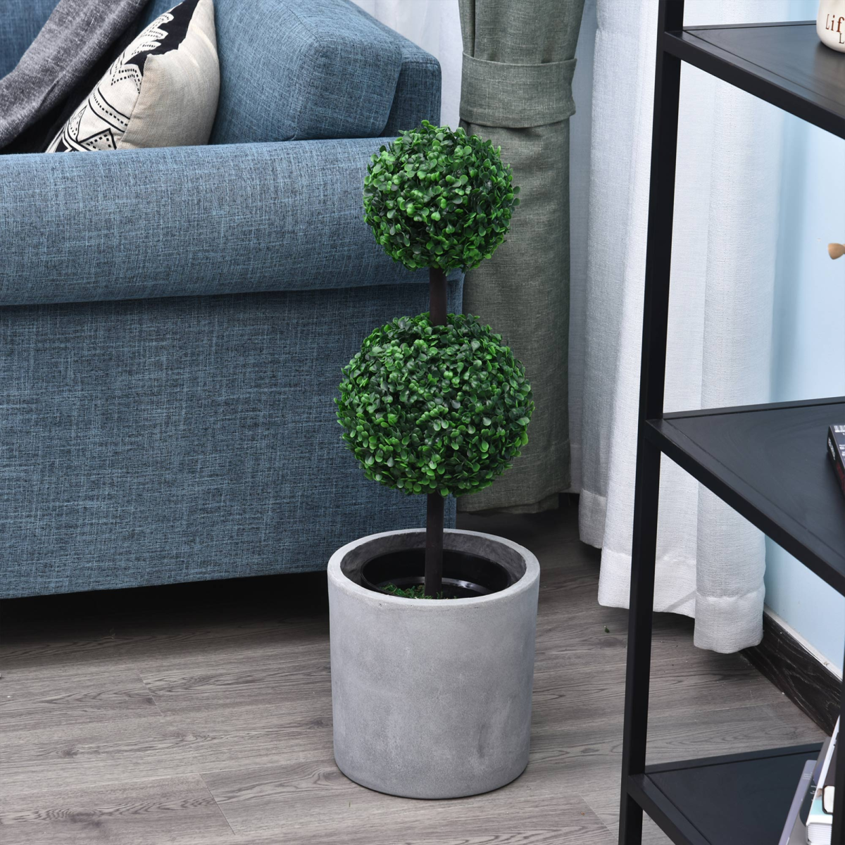 Artificial Double Boxwood Ball Topiary Trees – Set of 2, Green