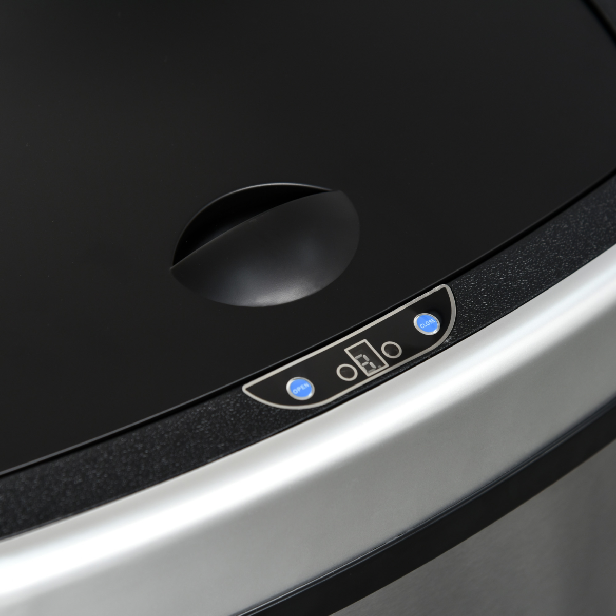 HOMCOM 48L Touchless Automatic Sensor Bin with Mirror Stainless Steel Finish – Hygienic Kitchen Waste Bin