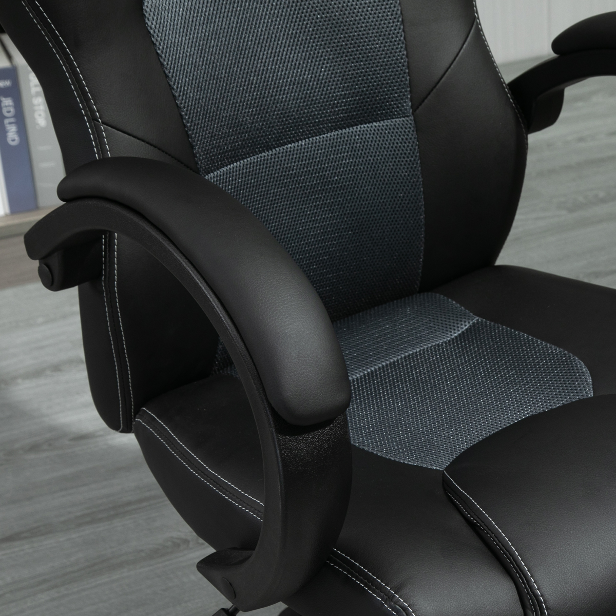 Vinsetto Executive Racing Gaming Chair with High Back, Headrest & Tilt Function – Home Office Chair, Grey PU Leather