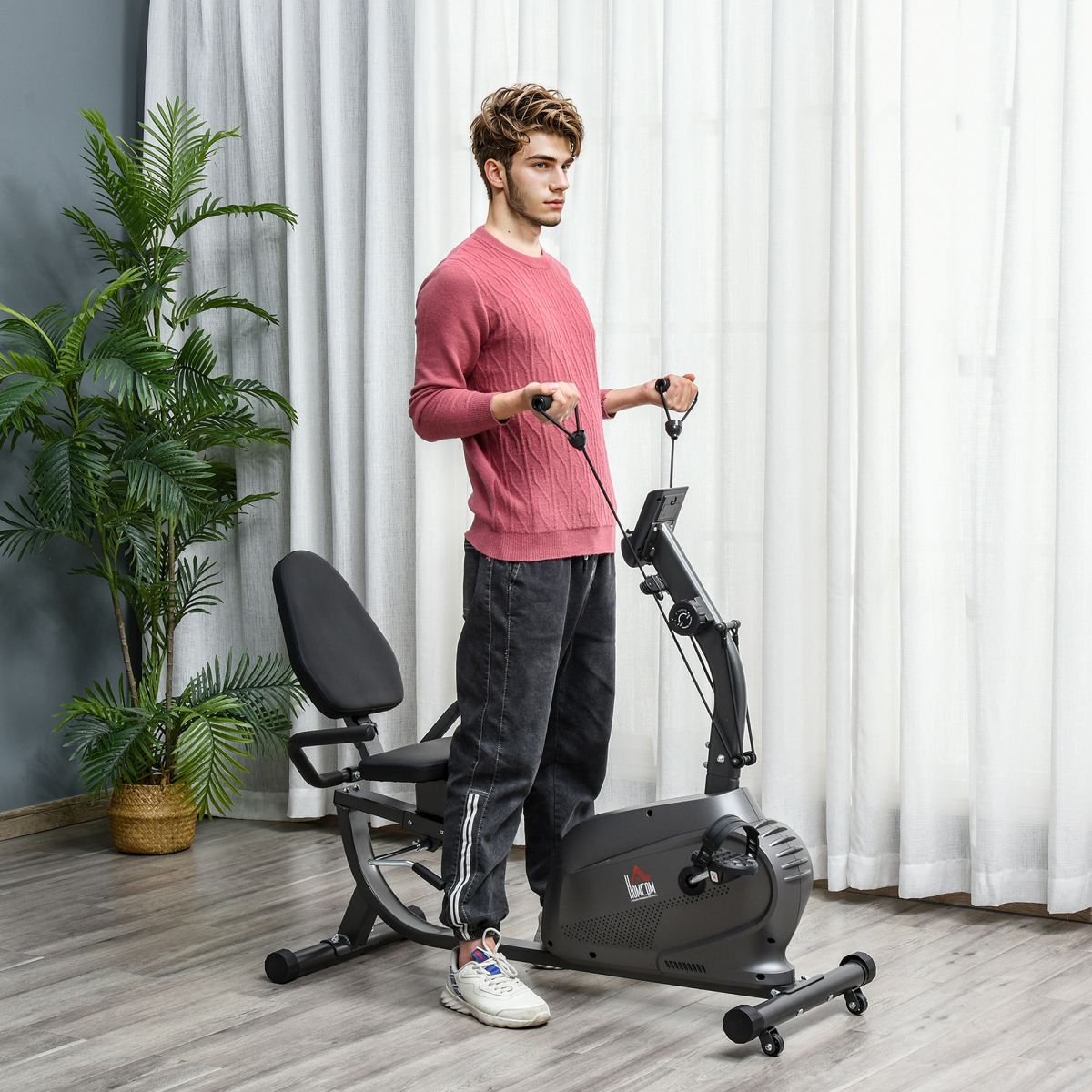 HOMCOM Recumbent Exercise Bike with 8 Magnetic Resistance Levels, LCD Monitor & Tablet Holder – Home Cardio Cycling
