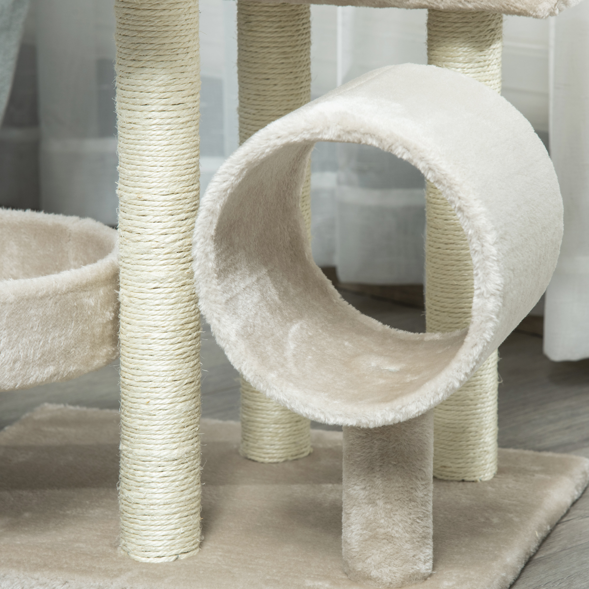Pawhut Multi-Level Large Cat Tree with Sisal Scratching Posts, Perches and Tunnel – Play Centre, Beige
