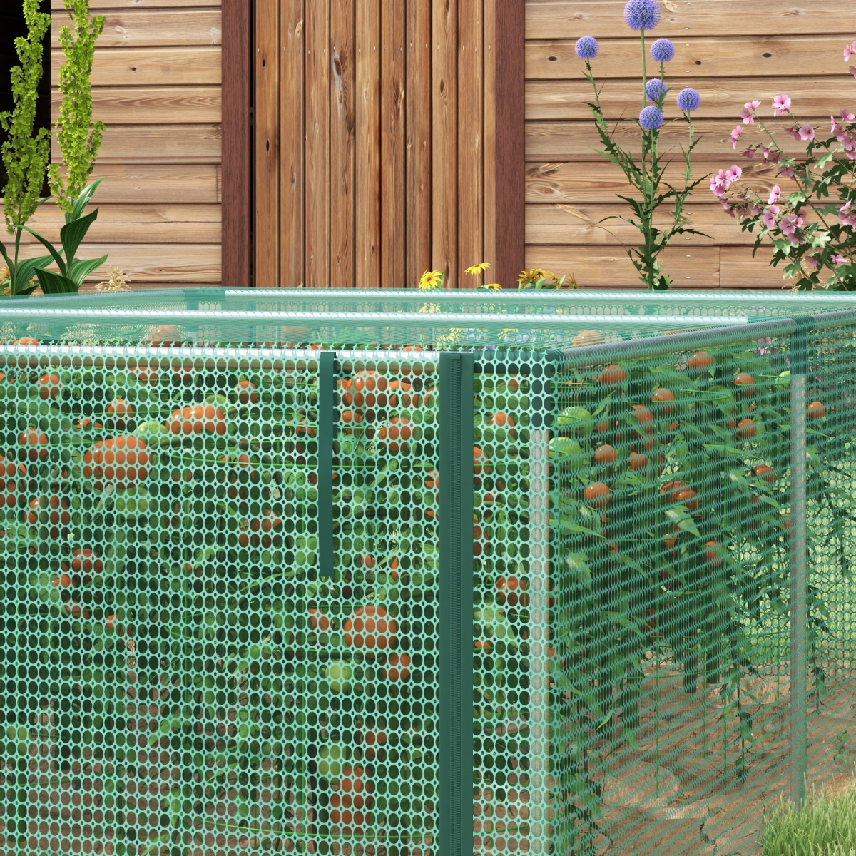 Outsunny 8ft x 4ft Plant Protection Tent Crop Cage with Zipped Door – Fruit & Vegetable Net Cover, Green