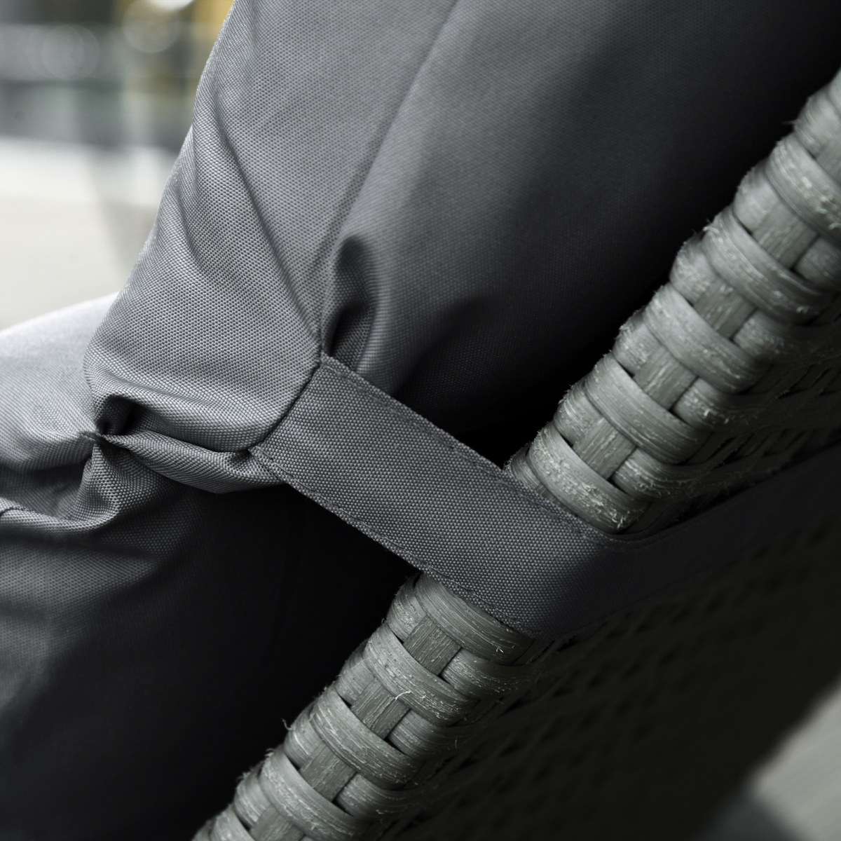 Outsunny Set of 2 Deep Seat Lounger Cushions with Corner Ties, Thick Cotton Filling – Outdoor Patio Cushions, Dark Grey
