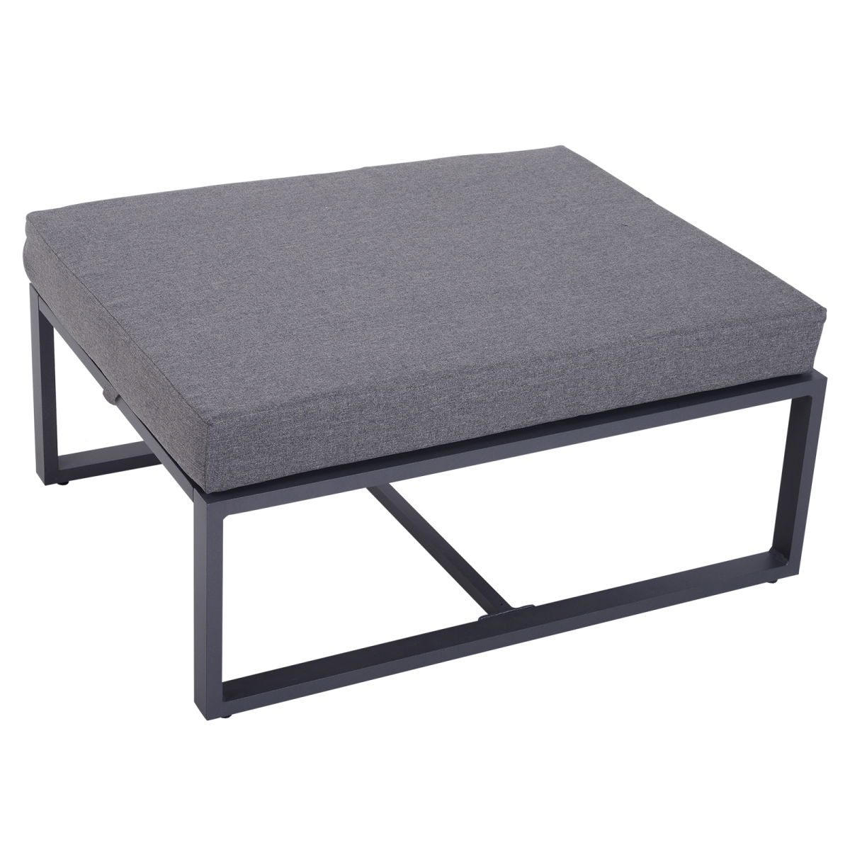 Outsunny 6-Piece Aluminium Garden Sectional Sofa Set with Cushions, Glass Coffee Table & Footstool – Patio Furniture