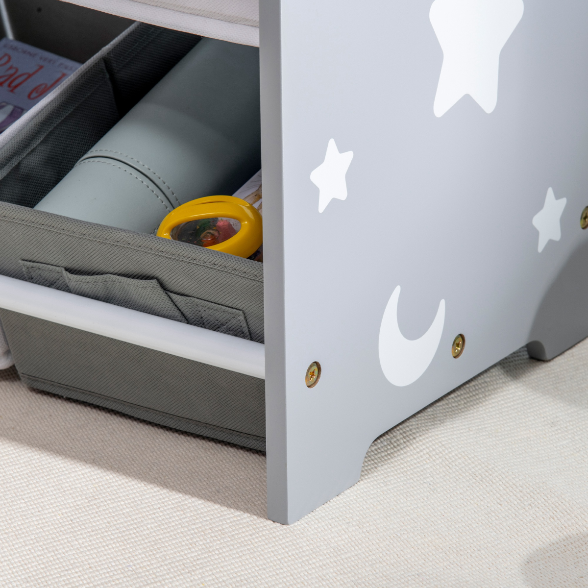 ZONEKIZ Storage Unit with 9 Removable Storage Baskets for Nursery Playroom – Grey