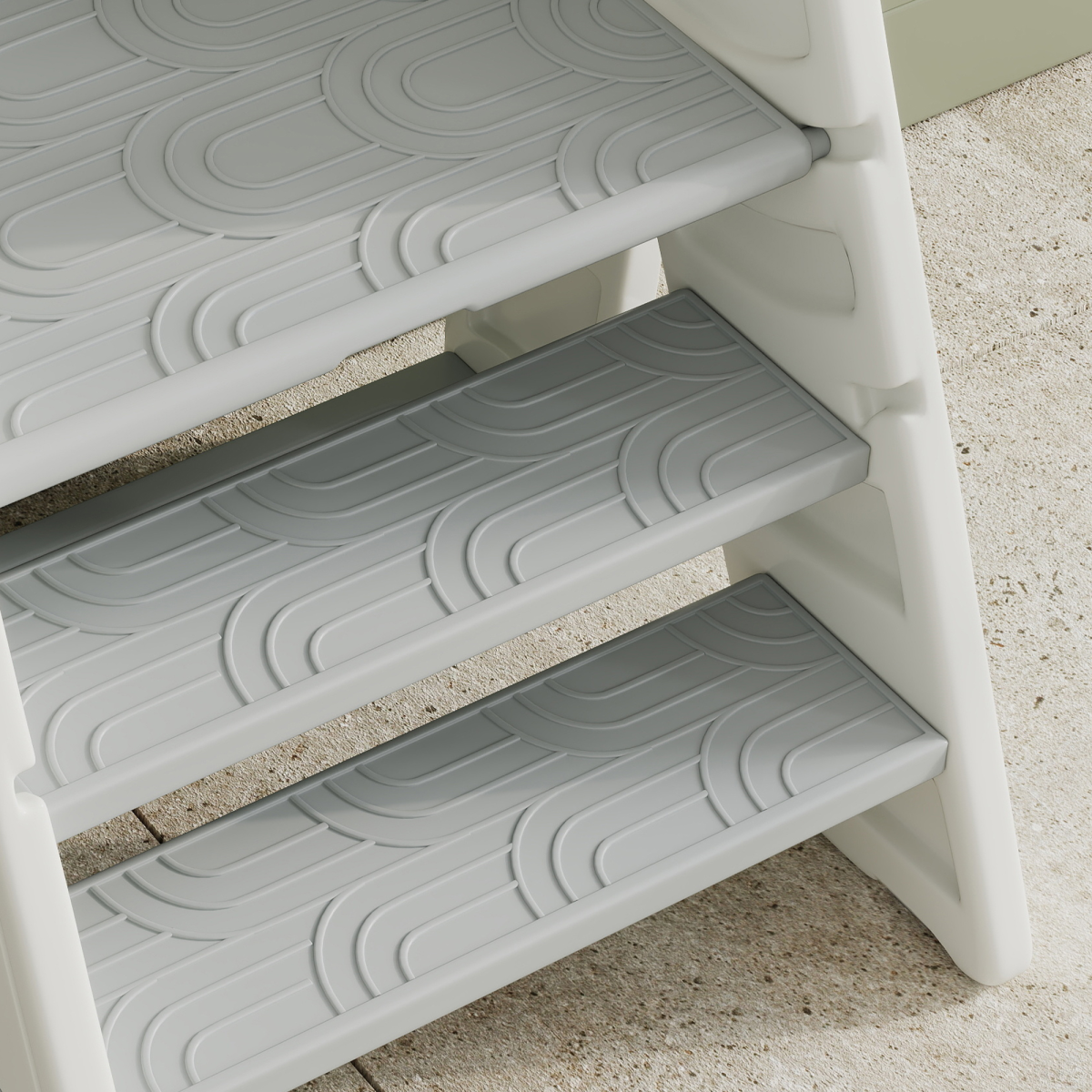 AIYAPLAY Foldable Toddler Tower with Adjustable Height, Handle and Non-Slip Steps – Kitchen Helper Stool, Grey