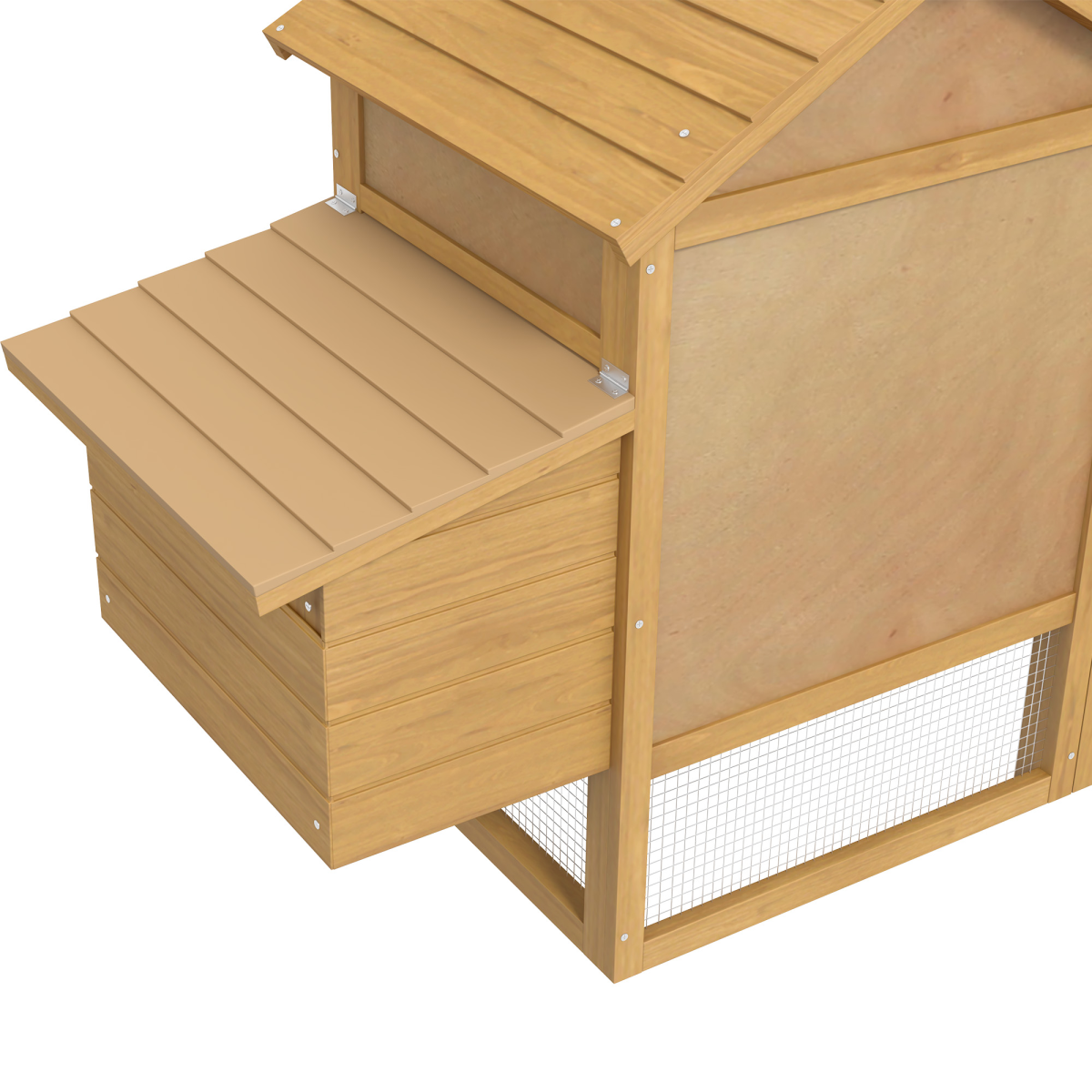 Small Wooden Chicken Coop with Nesting Box, Outdoor Run, Ramp & Slide-Out Tray – Hen House, 150.5 x 54 x 87cm