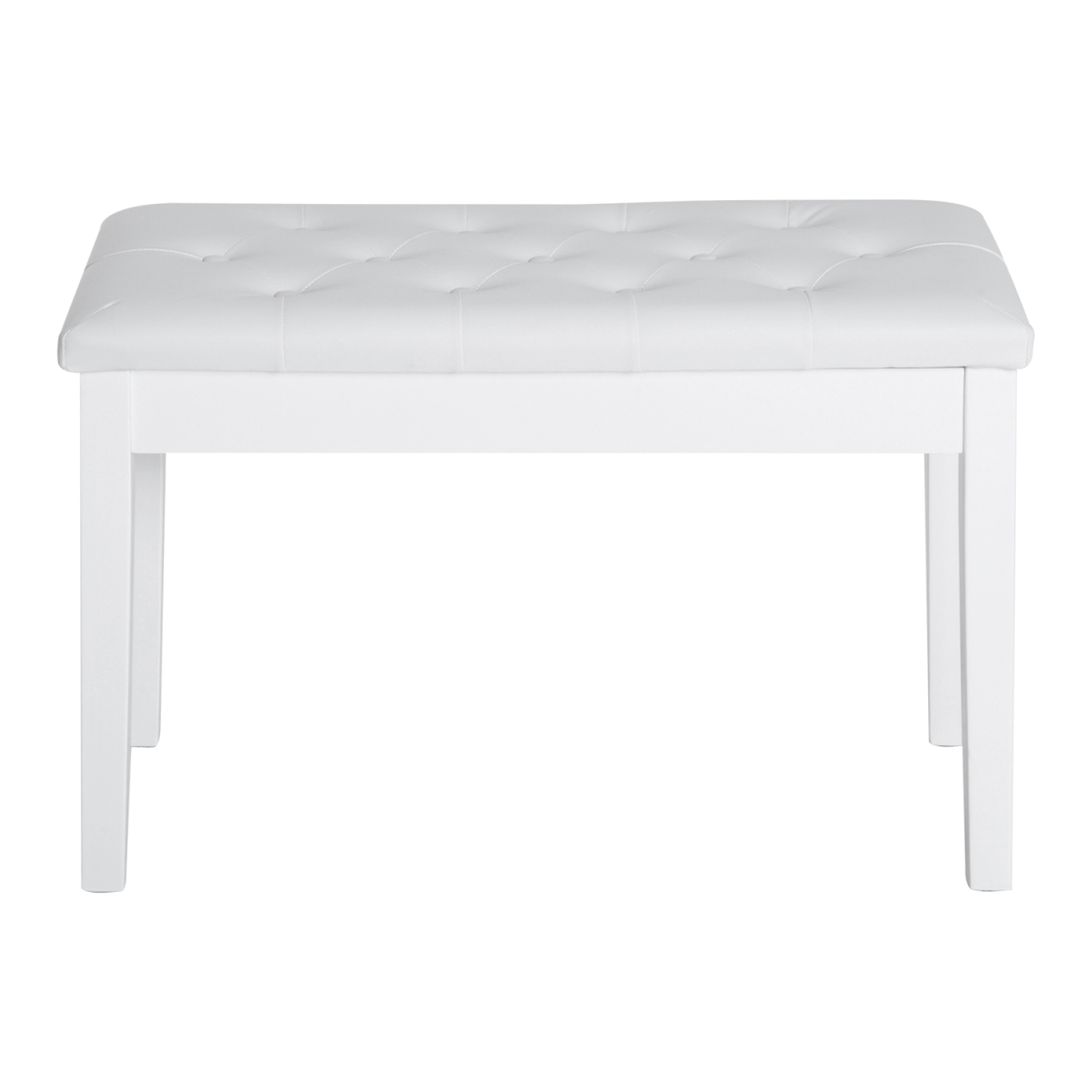 HOMCOM Piano Bench with Under-Seat Storage & Tufted Padded Seat – Solid Wood Double Stool, White