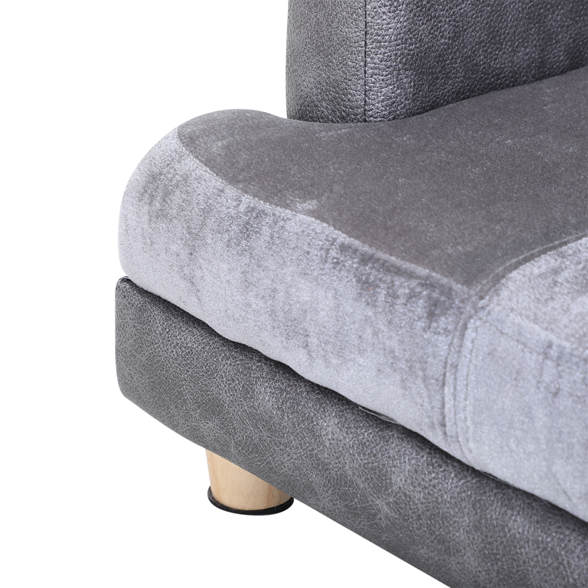 PawHut Pet Sofa Bed for Small Dogs & Cats – Soft Padded Grey Couch with Wooden Frame
