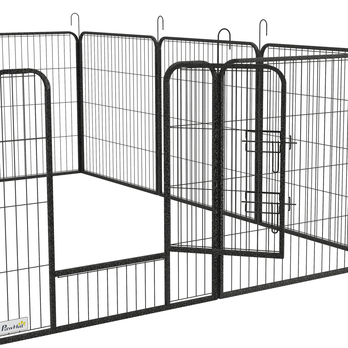 PawHut Heavy Duty Puppy Play Pen with 12 Panels and 2 Lockable Doors – Indoor Outdoor Pet Exercise Pen, Grey