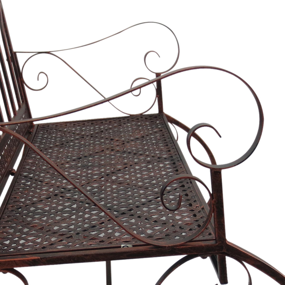 Outsunny Metal Rocking Bench for 2 – Garden Swing Loveseat with Hollow-Carved Seat, Bronze