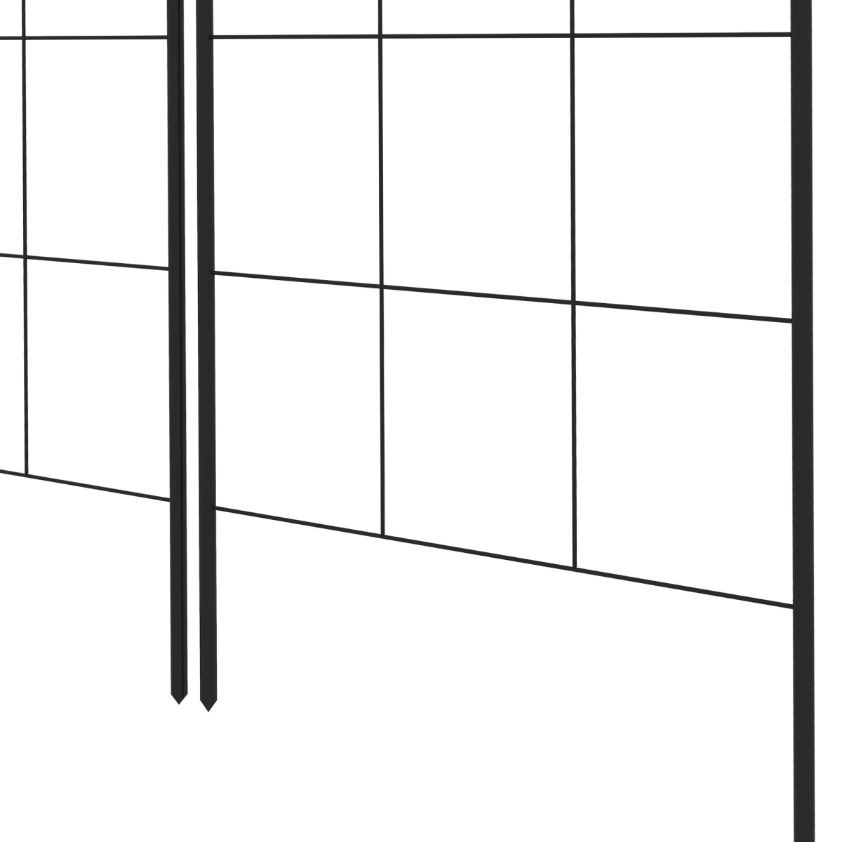 Outsunny Set of 2 Metal Plant Trellises with Ground Spikes – Black Powder-Coated Steel Climbing Grids for Garden