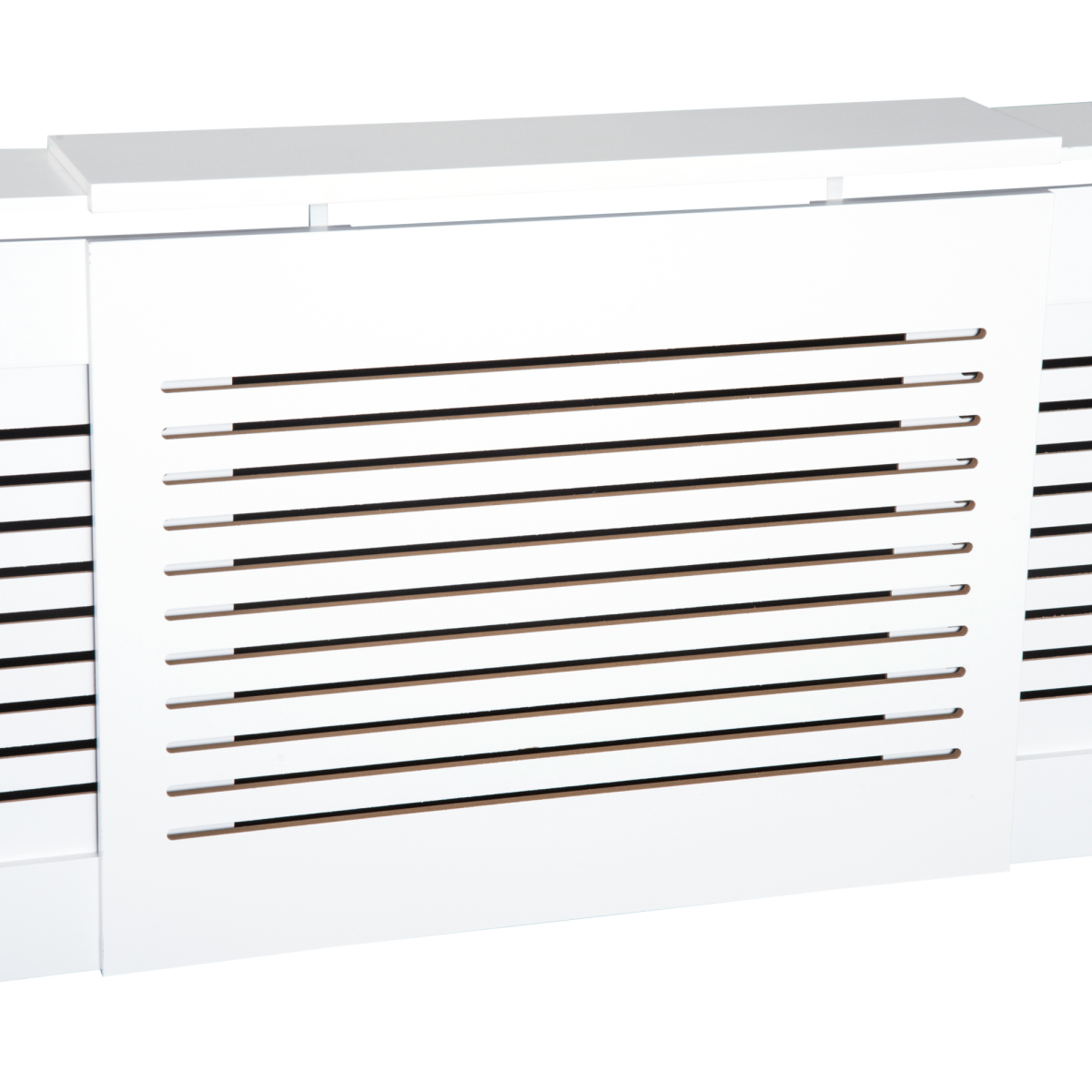 HOMCOM Extendable Radiator Cover with Slatted Design and Top Shelf – MDF Heater Cabinet, White