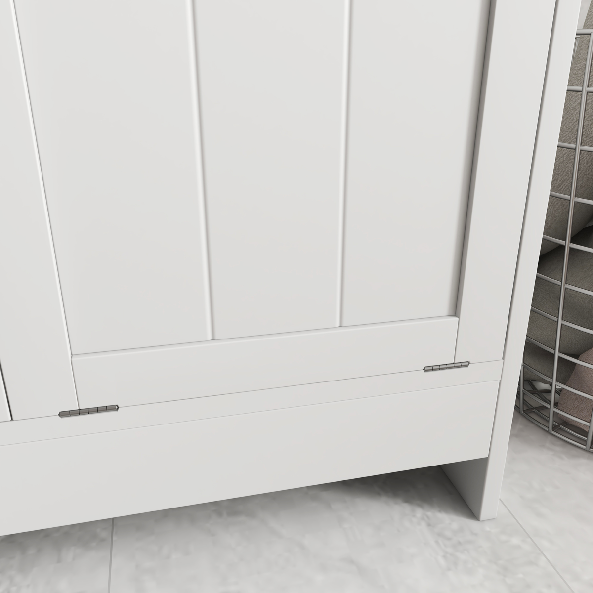 kleankin Tilt-Out Laundry Storage Cabinet with 2 Hampers – Bathroom & Bedroom Laundry Sorter, White