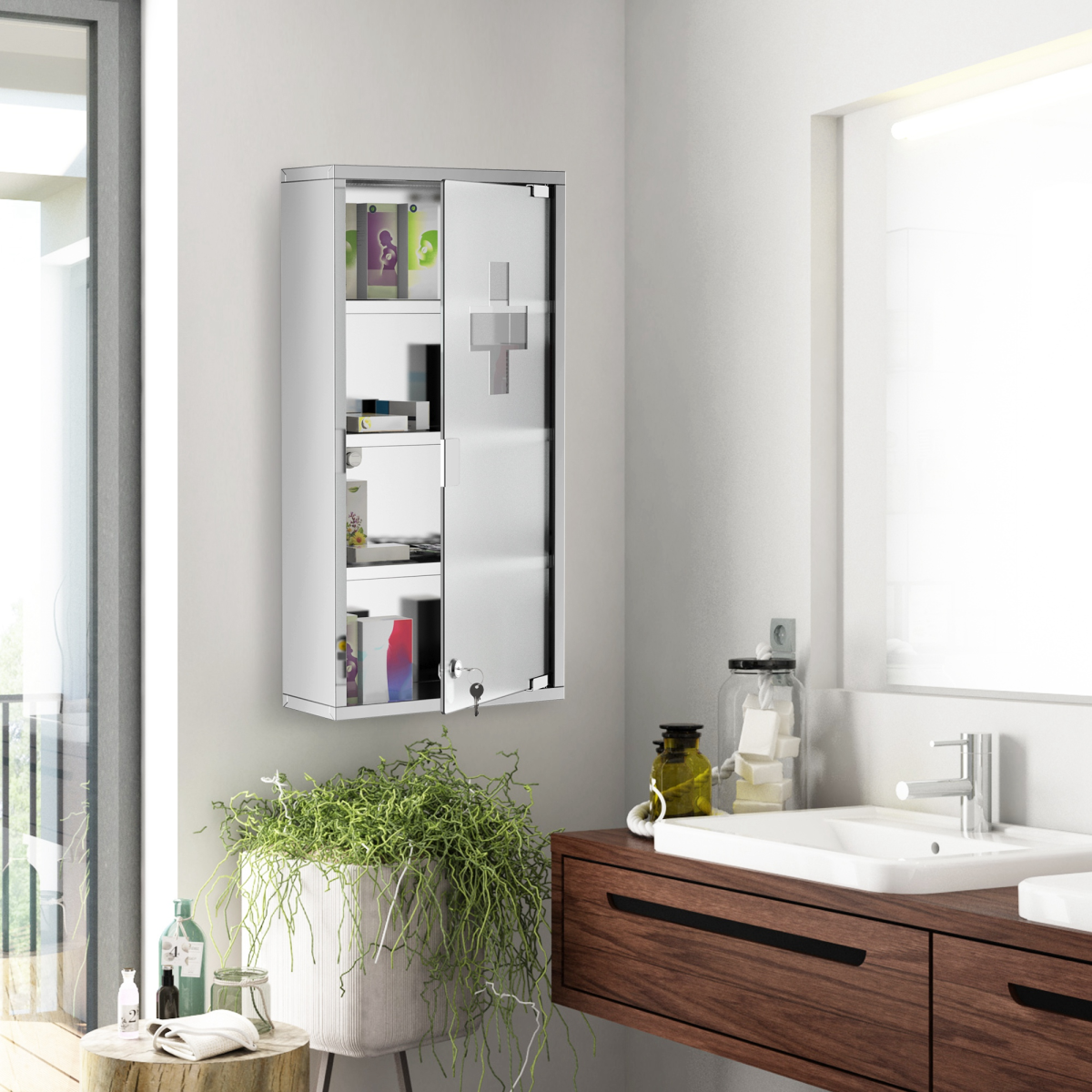 HOMCOM LED Illuminated Bathroom Infrared Sensor Mirror Dustproof 60 80x4CM