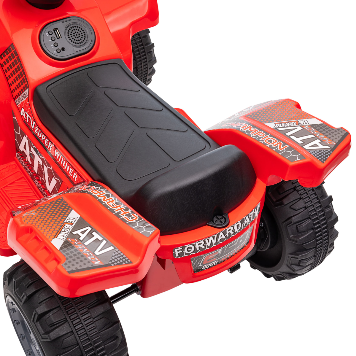 HOMCOM 6V Kids Electric Ride-On Quad Bike with Music – Toddler ATV for 18-36 Months, Red