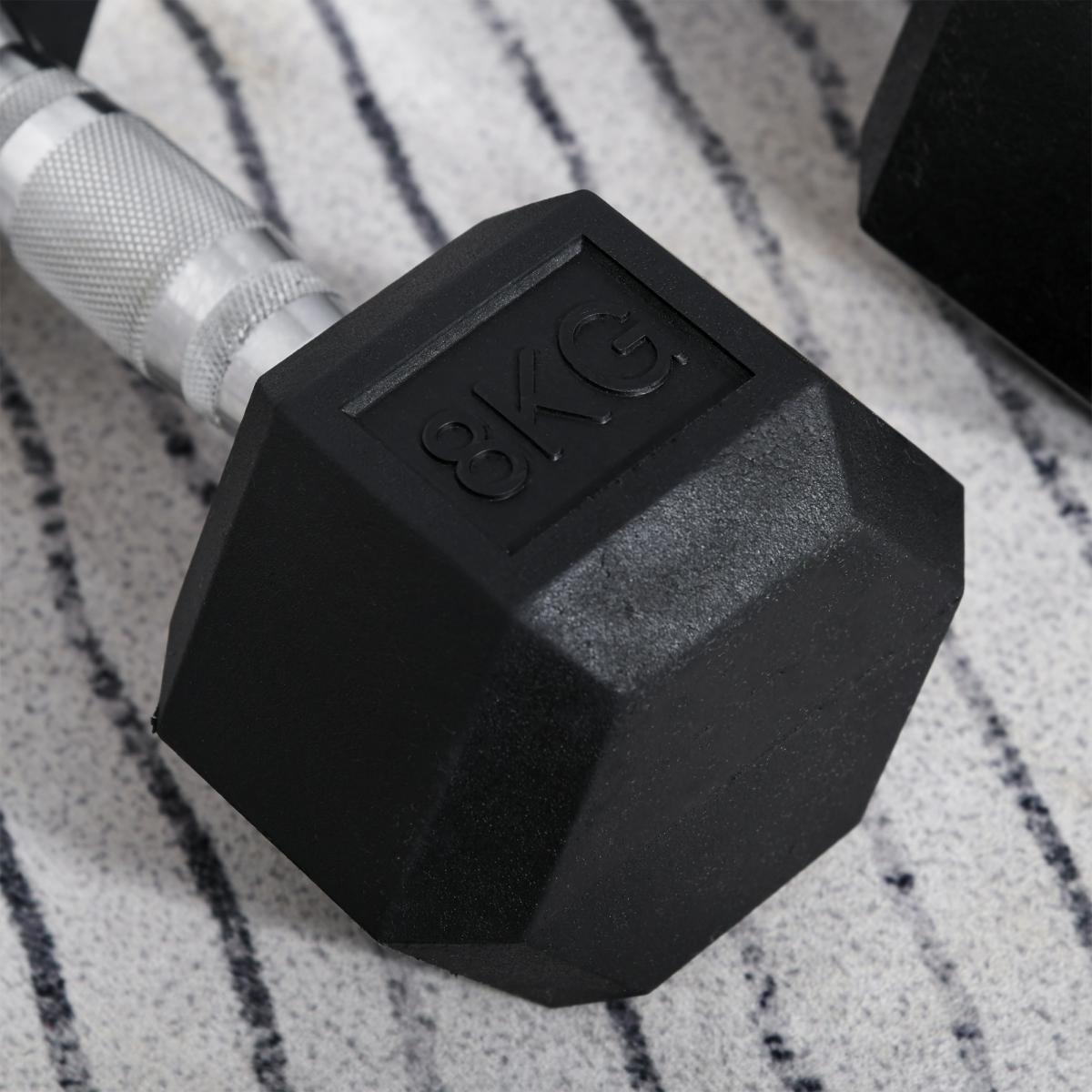 HOMCOM Hexagonal Dumbbell Set, 2 x 8kg with Knurled Handles – Anti-Roll Home Gym Hand Weights