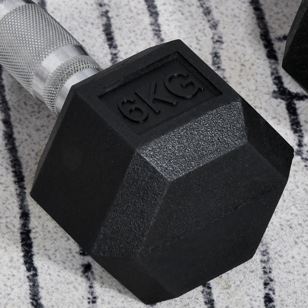 HOMCOM Hexagonal Dumbbells Set, 2 x 6kg with Knurled Handles & Anti-Roll Design – Home Gym Weight Lifting Hand Weights