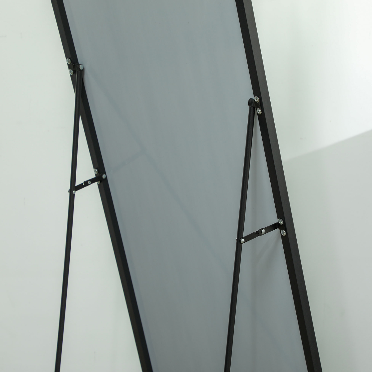 HOMCOM Full Length Mirror 160 x 48.5cm – Floor Standing or Wall Mounted Dressing Mirror, Black Aluminium Frame