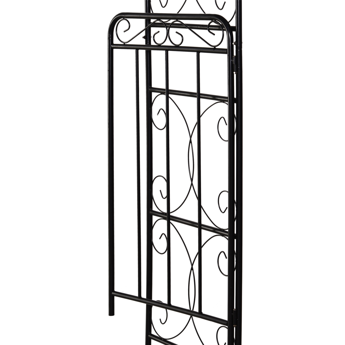 Outsunny Metal Garden Arch Gate with Double Doors & Side Trellis – Decorative Arbor for Climbing Plants, Black