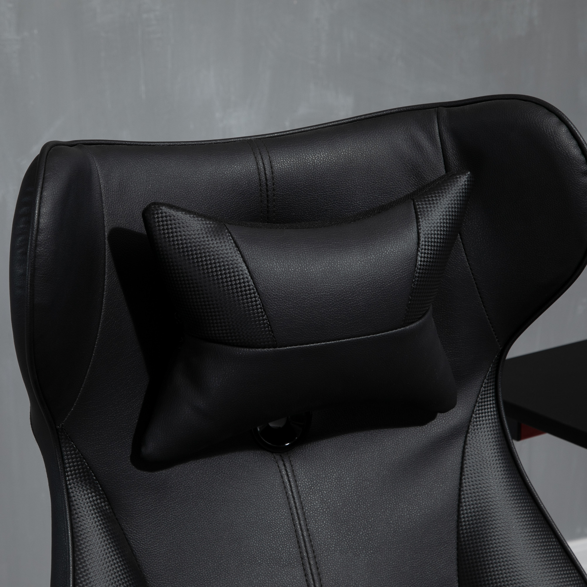 Vinsetto Faux Leather Gaming Chair with Pedestal Base, Adjustable Headrest & Lumbar Support – Black