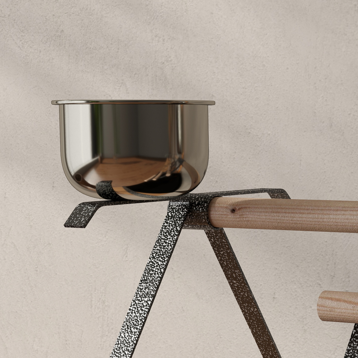 Pawhut Portable Bird Stand with Wooden Perch, Ladder & 2 Stainless Steel Bowls – Steel Base