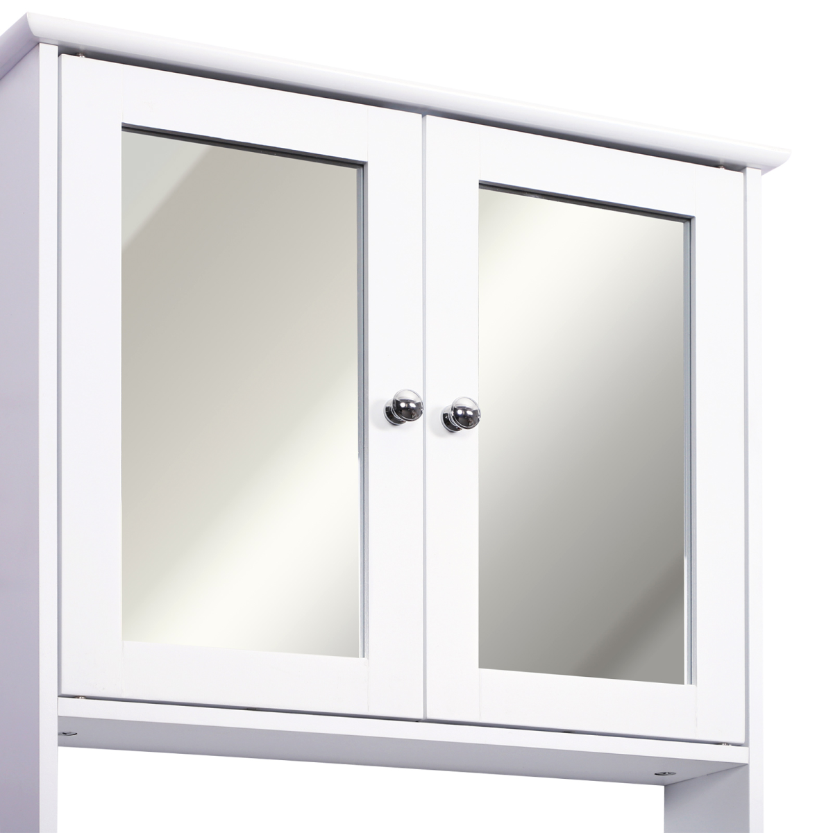 kleankin Wall-Mounted Bathroom Mirror Cabinet with 2 Mirrored Doors and Adjustable Shelf – White MDF