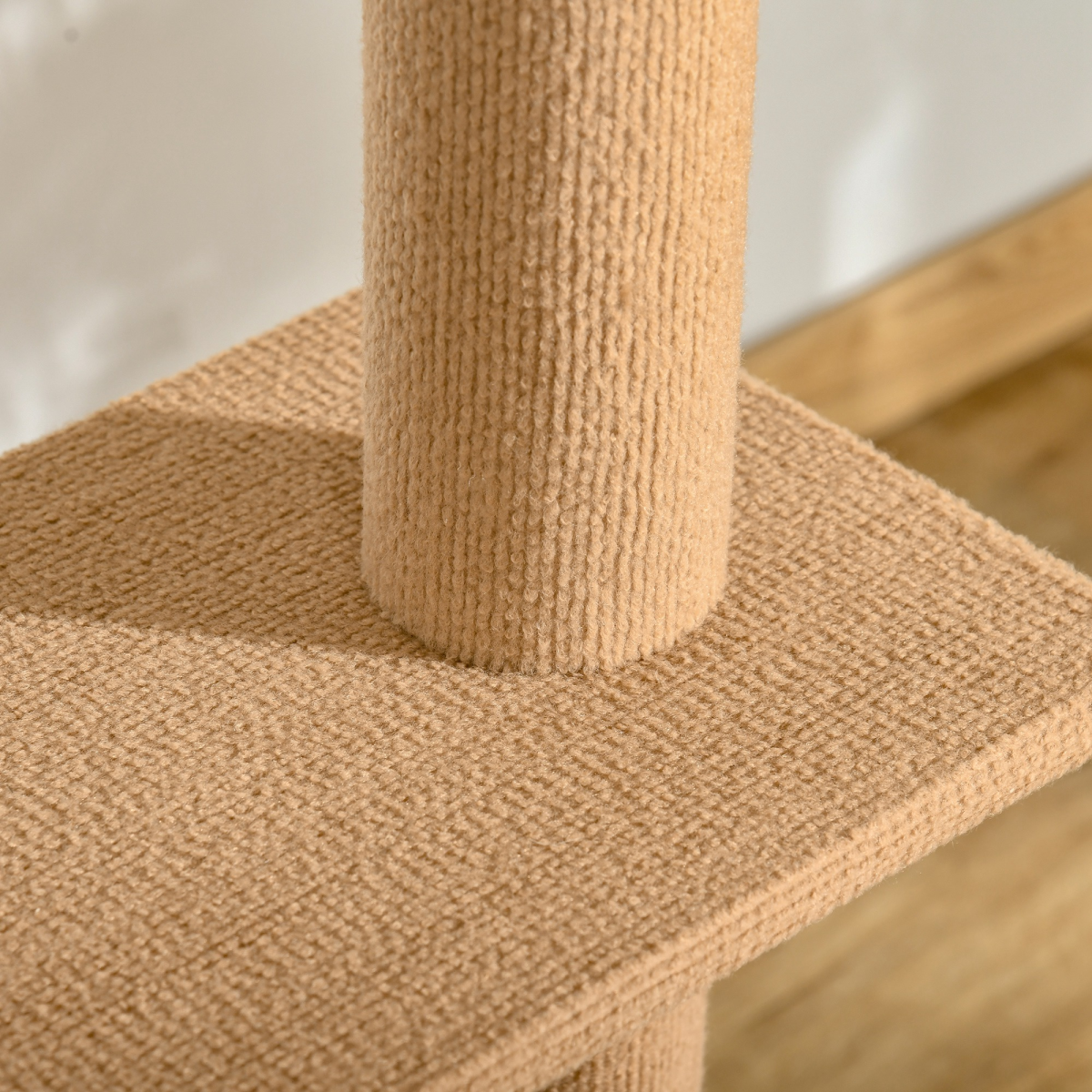 PAWHUT 260cm Floor-to-Ceiling Cat Tree with Four Platforms & Adjustable Height – Indoor Climbing Tower, Brown