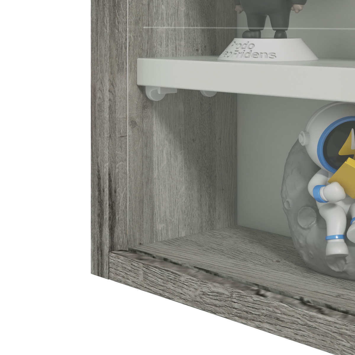 HOMCOM 5-Tier Wall Display Cabinet with Glass Doors & Adjustable Shelves – Space-Saving Wall Storage, Grey