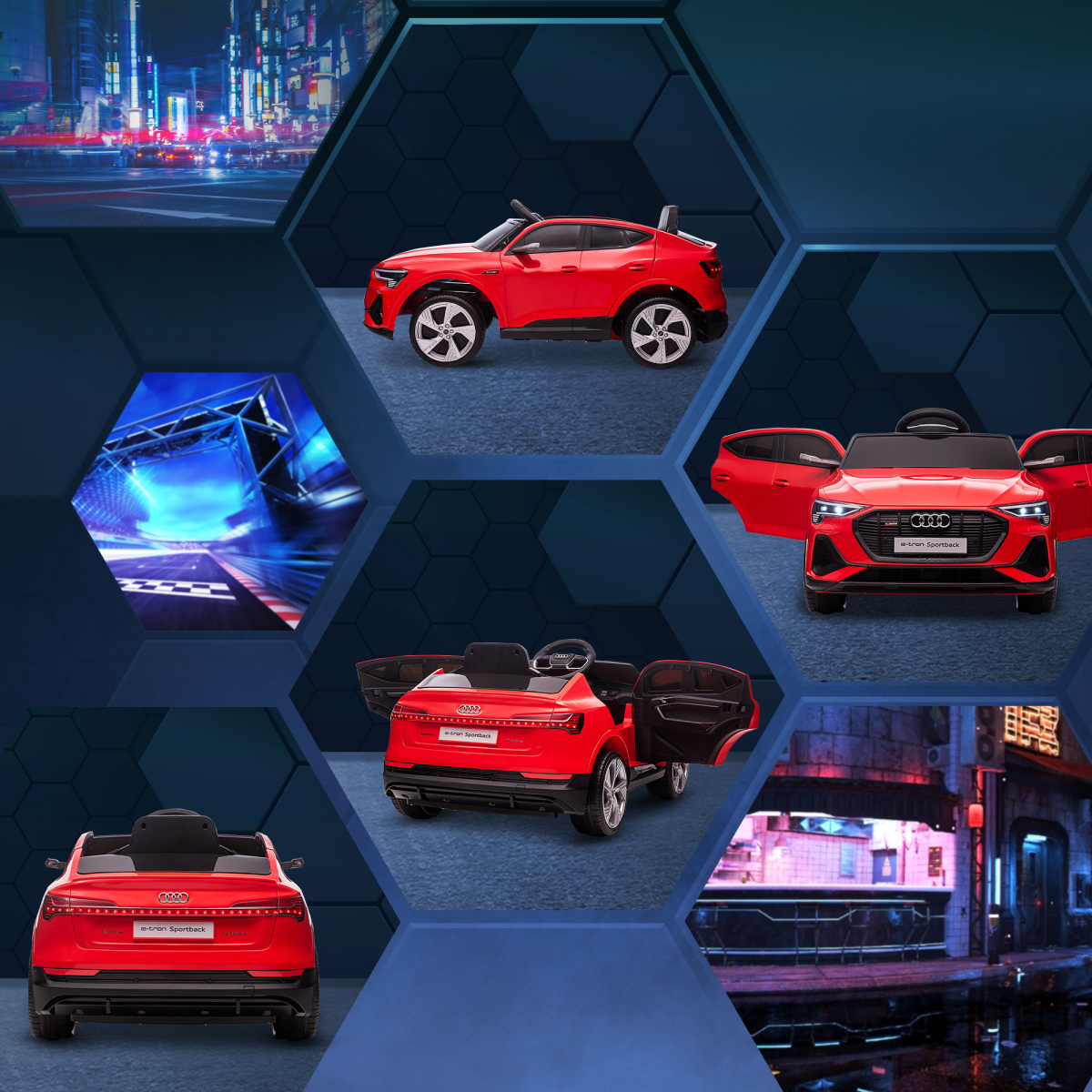 HOMCOM Audi E-tron 12V Kids Electric Ride-On Car with Remote Control, Lights & Music – Licensed Toy Car, Red