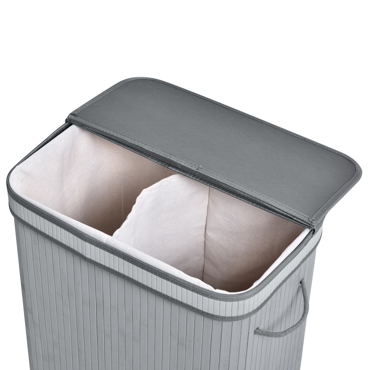 HOMCOM 100L Bamboo Laundry Basket with Flip Lid and Removable Lining – Water-Resistant Hamper, Grey