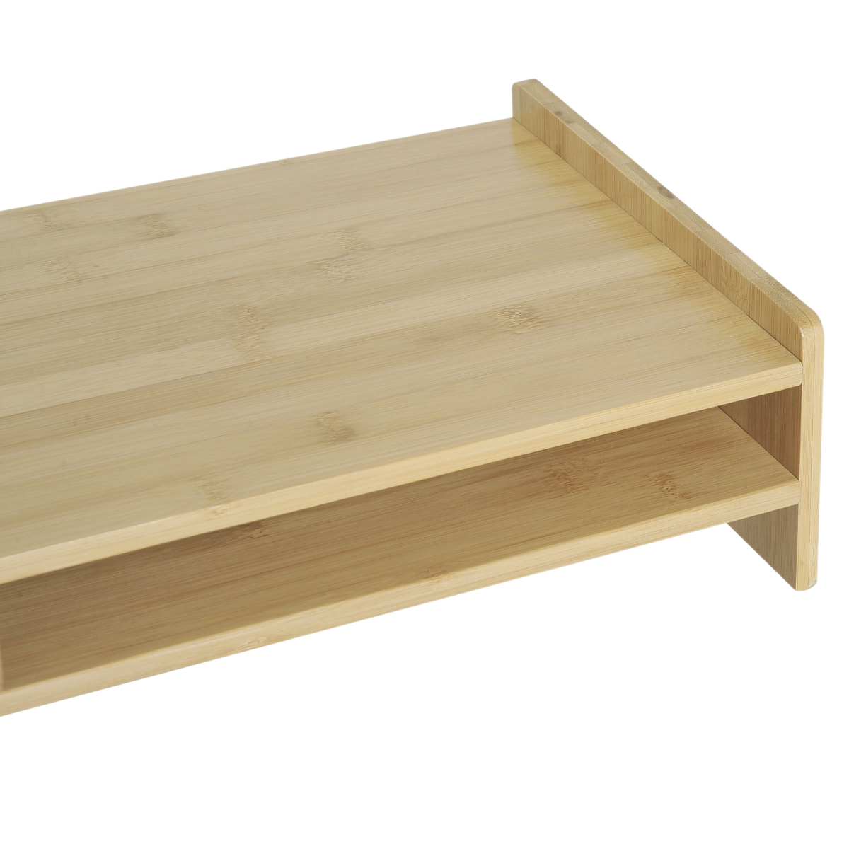 HOMCOM Bamboo Monitor Riser with Drawer – Desktop Organiser Stand for Laptop and PC, Natural