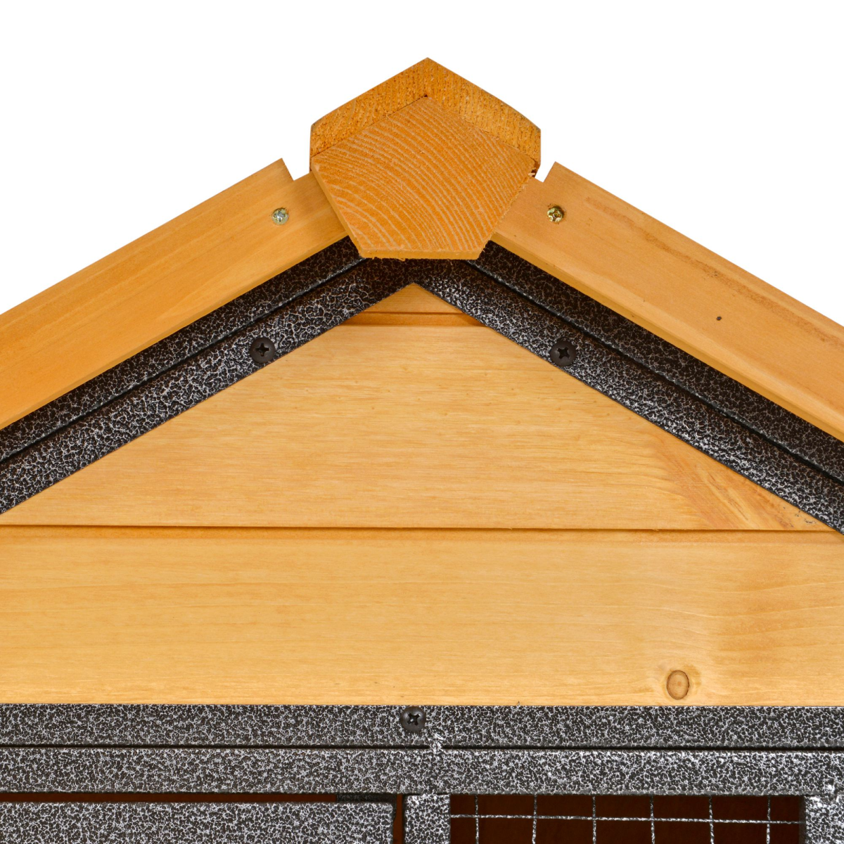 PawHut Wood-Metal Rabbit Hutch with Run, Ramp & Pull-Out Tray – Elevated Outdoor Pet House, 122 x 63 x 92 cm