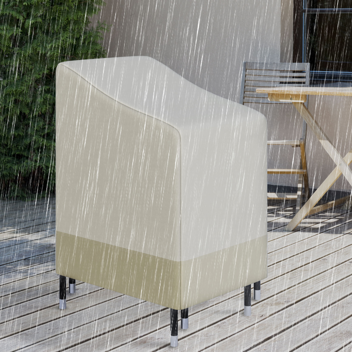 Outsunny Waterproof Wicker Chair Cover, 70 x 90 x 115 cm – 600D Oxford with PVC Lining, Beige