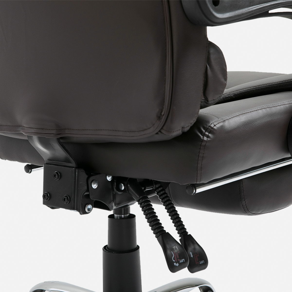 High Back Executive Reclining Office Chair with Retractable Footrest & Lumbar Support – PU Leather Home Office Chair, Brown