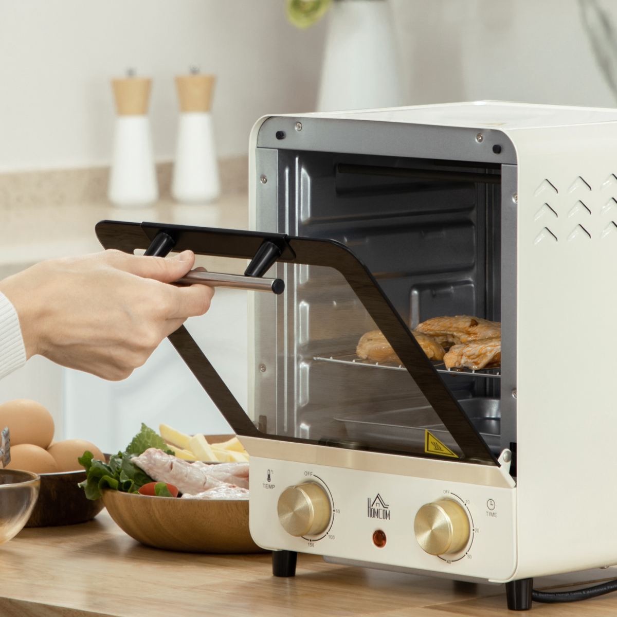 HOMCOM 15L Convection Mini Oven & Toaster with Baking Tray and Wire Rack – Adjustable 60–230°C Countertop Cooker