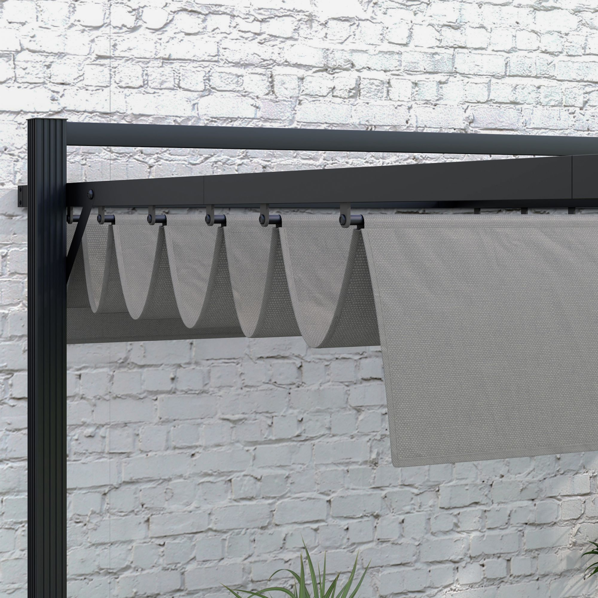 Outsunny 3x4m Aluminium Pergola with Retractable Polyester Canopy – Rust-Resistant Garden Shelter, Dark Grey
