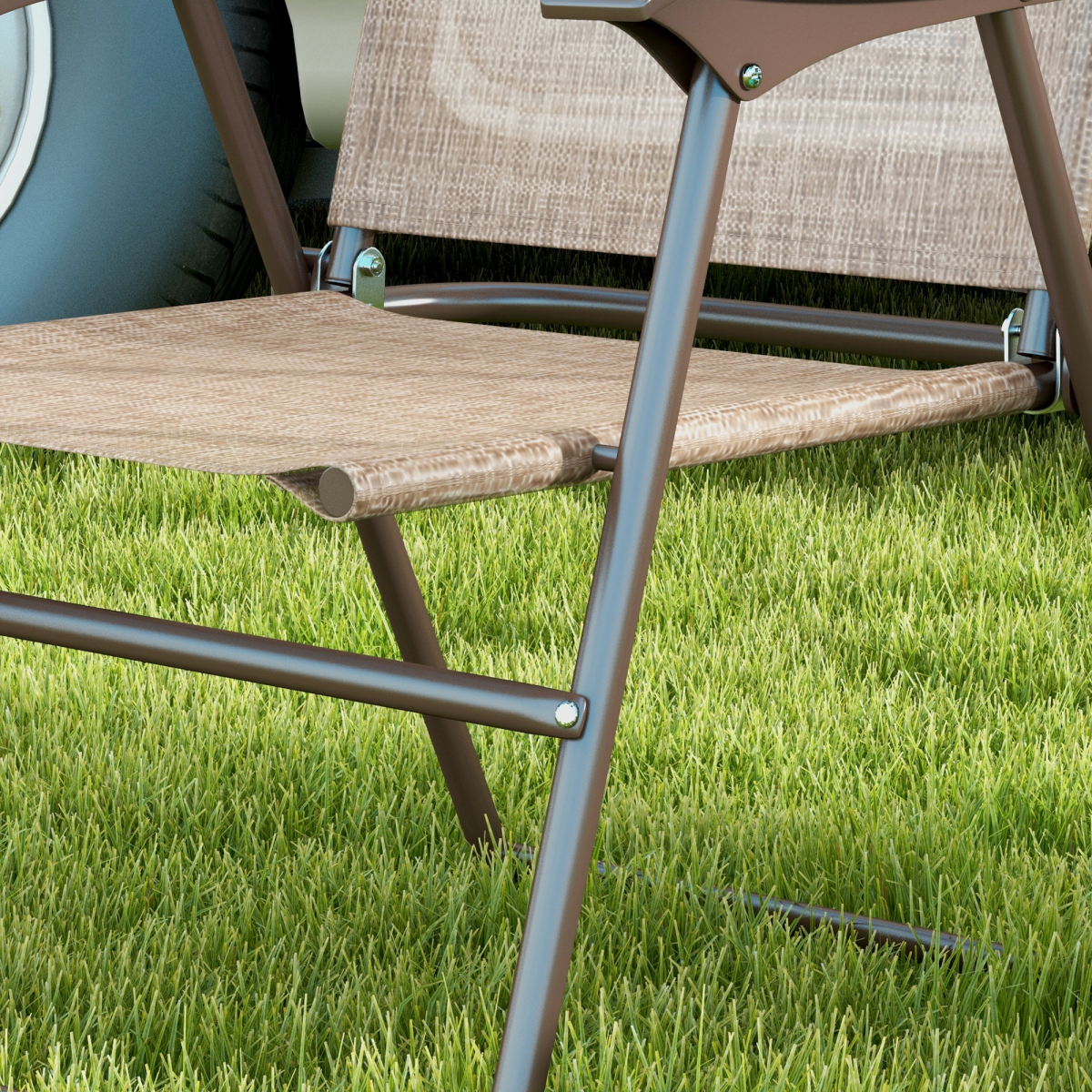Outsunny Set of 2 Folding Garden Chairs with Breathable Mesh Seats & Powder-Coated Steel Frames, Mixed Brown