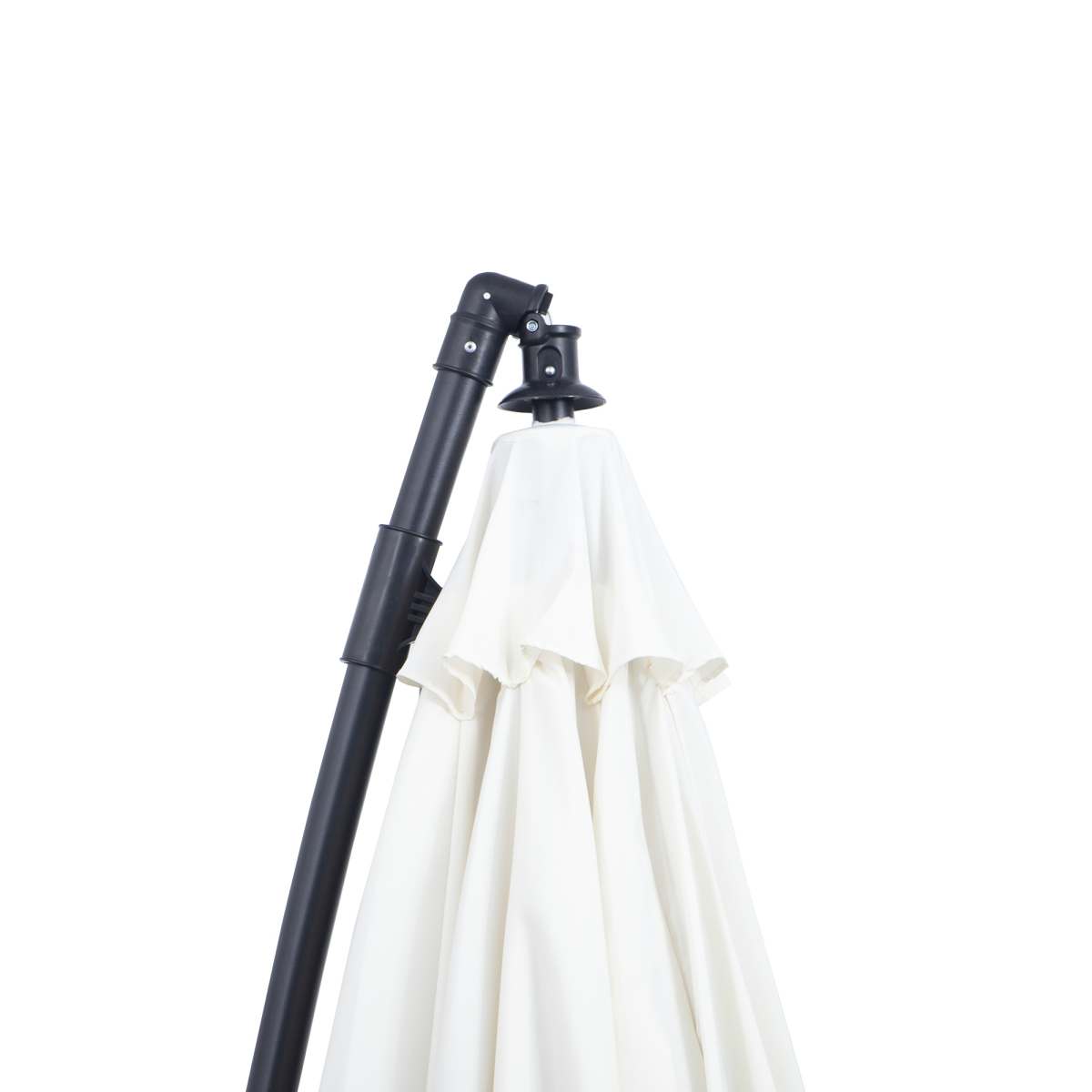 Outsunny 3m Offset Cantilever Parasol with Hand Crank, 18 Fibreglass Ribs & Cross Base – Garden Shade, Off-White