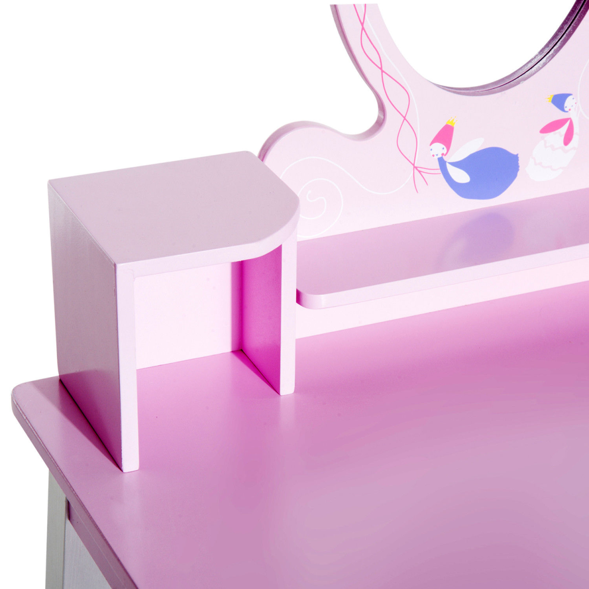 HOMCOM Kids Dressing Table and Stool Set with Oval Mirror & Storage Drawer – Make Up Desk, Pink
