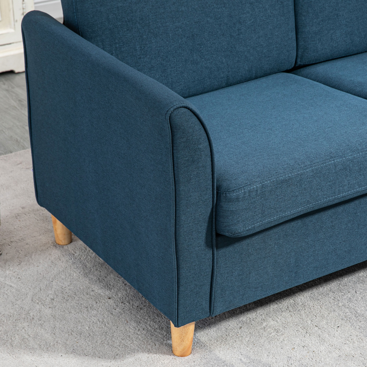 HOMCOM Linen 2 Seater Loveseat Sofa with Padded Armrests – Compact Sofa for Flats & Small Rooms, Blue