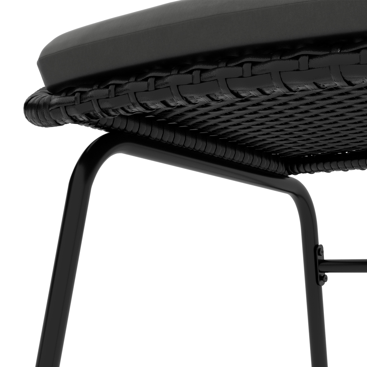 Outsunny 3-Piece Wicker Bistro Set with 2 Round Chairs, Padded Cushions & Metal-Top Coffee Table – Patio Balcony Furniture, Black/Dark Grey