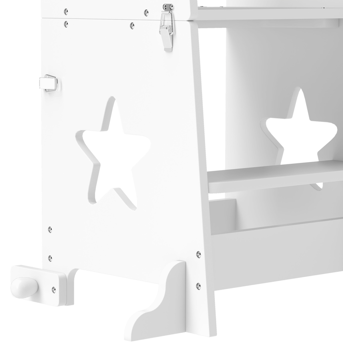 AIYAPLAY 2 in 1 Toddler Step Stool with Safety Rail – Converts to Table and Chair Set, White