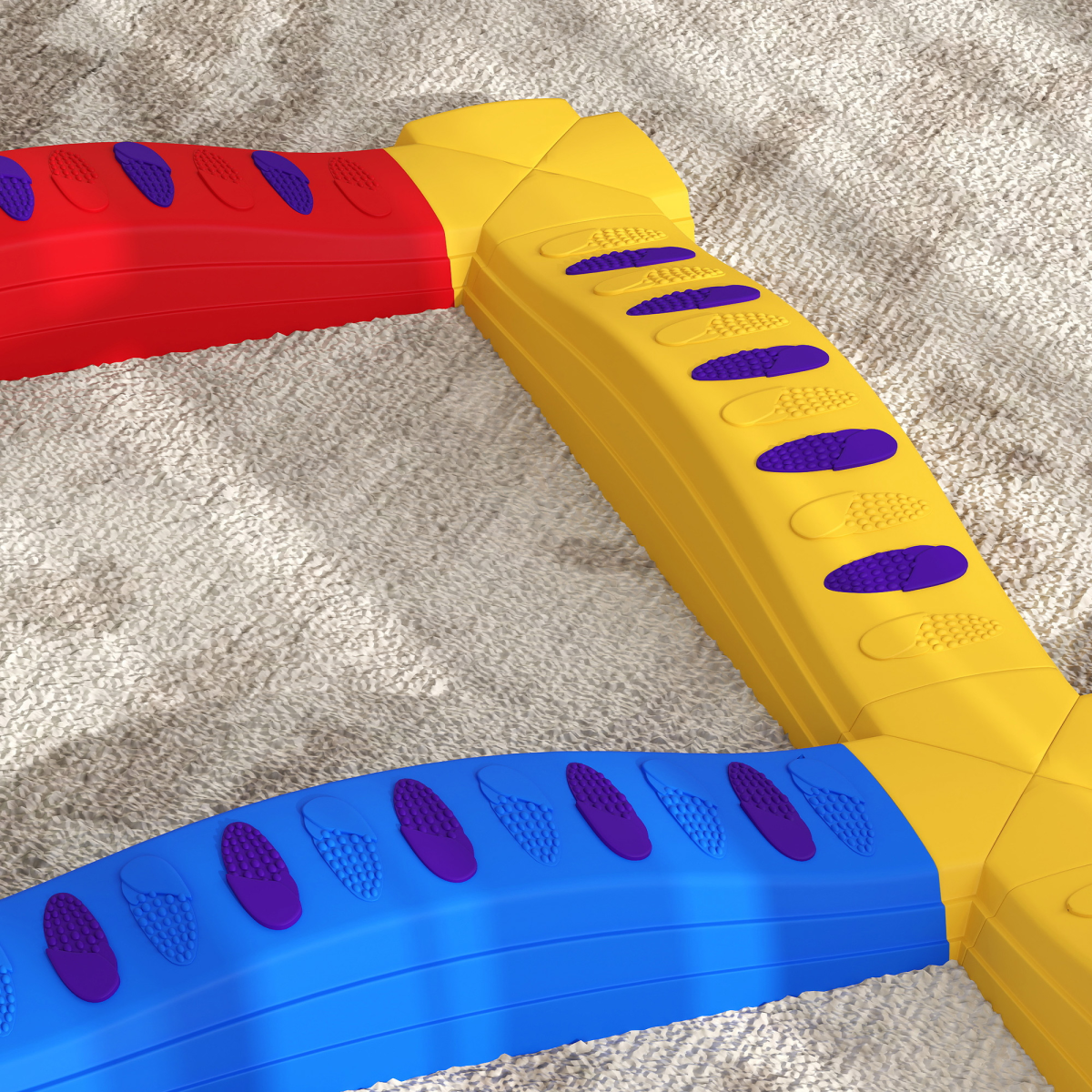 AIYAPLAY 12 Piece Kids Balance Beam Stepping Stones Set with Non-Slip Foot Pads – Indoor Outdoor, Multicoloured