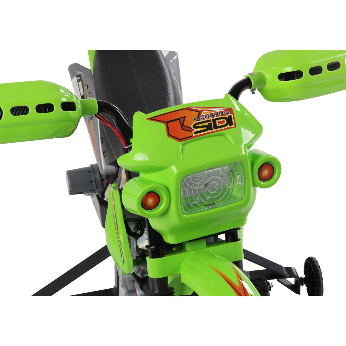 Kids 6V Electric Ride-On Motorbike with Headlights, Music and Horn – Motocross Style for Ages 3–6, Green